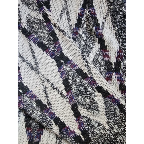 Vintage Cardigan JJ Cochran Sweater Retro Black White Purple XL Geometric - Picture 3 of 4